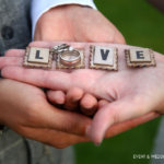 Scrabble tiles and wedding rings - LOVE