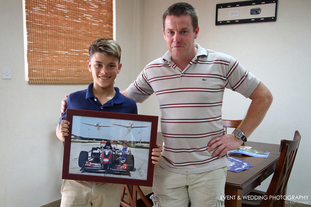 Twister Aerobatics Team leader Pete Wells presents Zane Maloney with a memento of our time at the 2017 Barbados Festival of Speed