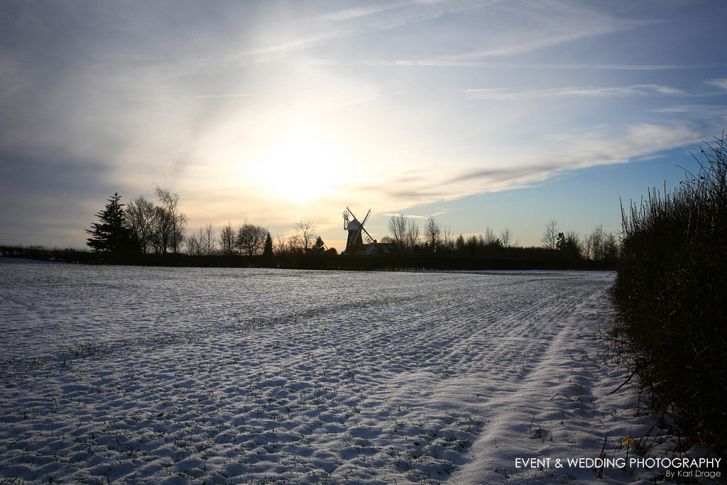 The bigger picture: a snowy Morcott Windmill near sunset © Karl Drage / eventandweddingphotography.co.uk