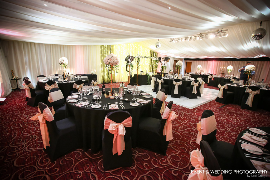 The beautiful wedding breakfast room was styled by Stingray Events