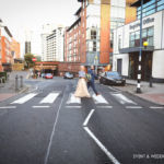 Image showing a bride and groom crossing the zebra crossing outside Birmingham Register Office.