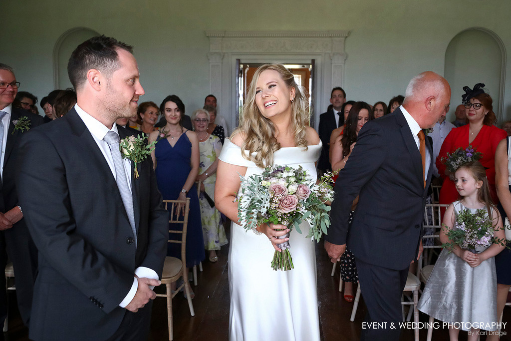 The first look between husband and wife at their Kelmarsh Hall wedding