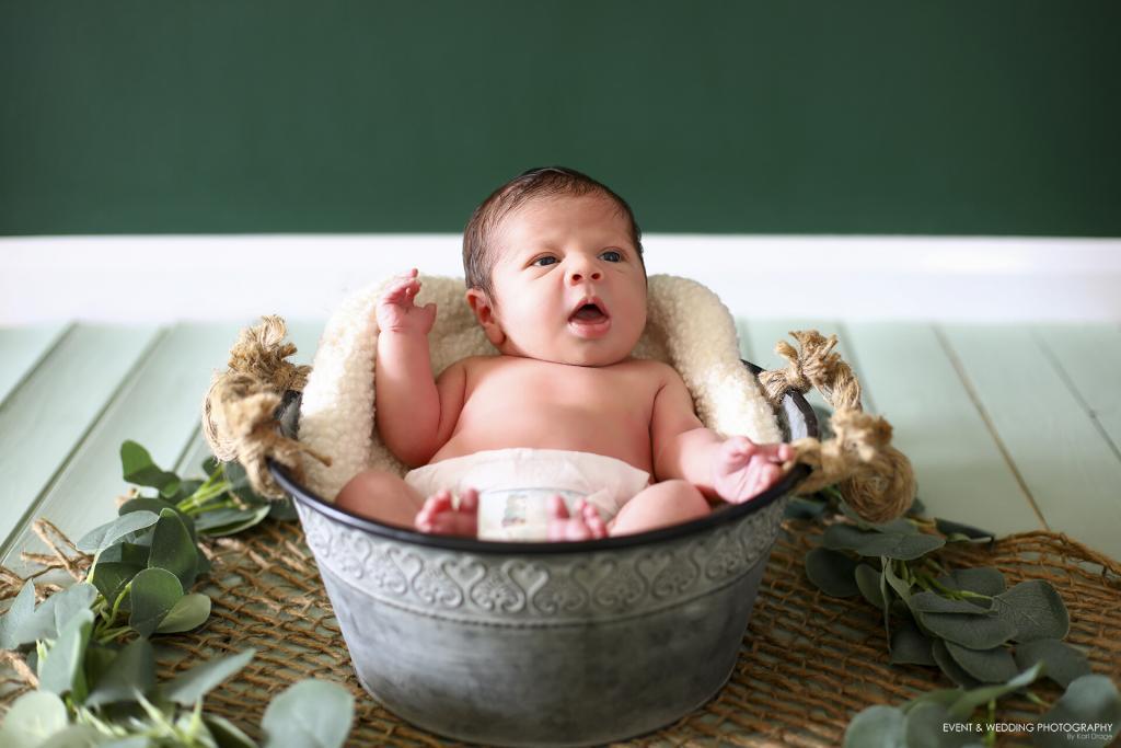 Unpainted metal bowl newborn baby photo prop
