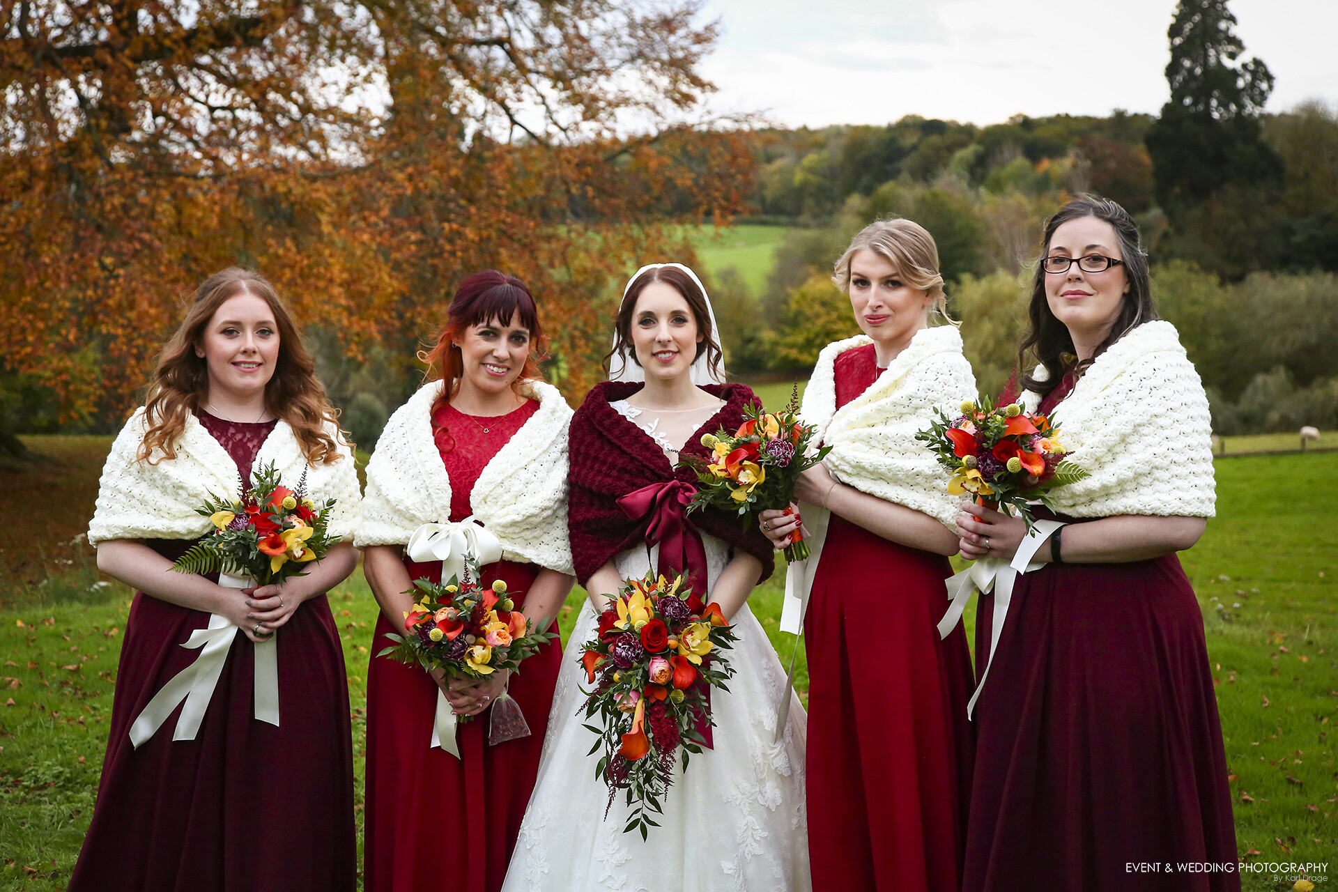 The Bride and her Bridesmaids at Bredenbury Court Barns