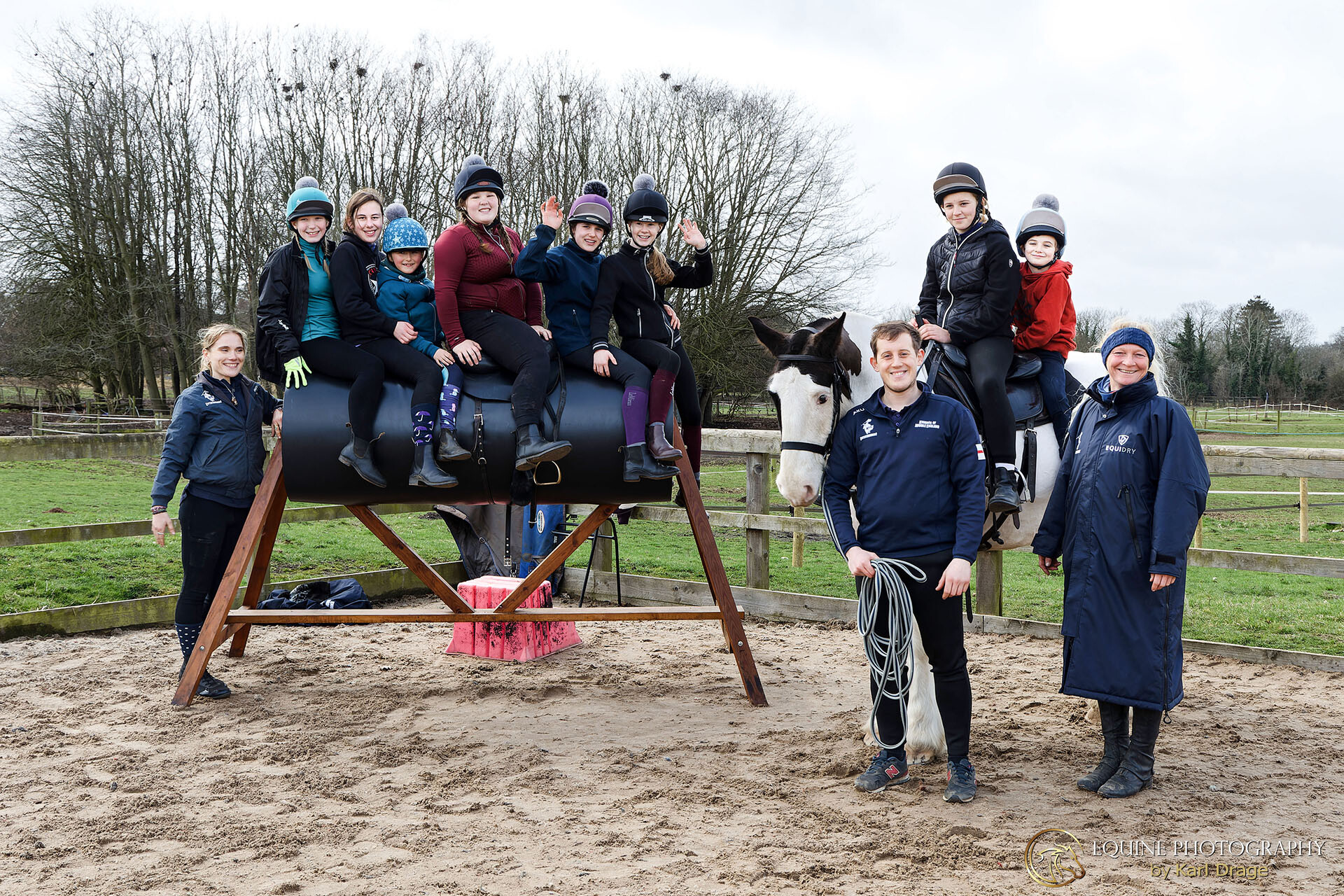 Group shot! Trick riding taster lesson with the Knights of Middle England